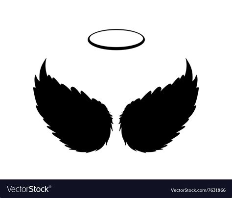 Black angel wings and halo Royalty Free Vector Image