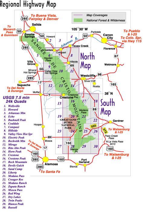 Sangre De Cristo and Great Sand Dunes NP, CO Topographic Recreation Map for backpacking, biking ...