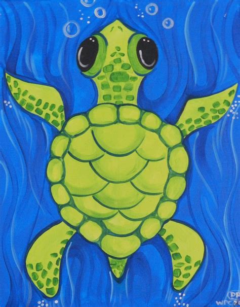 sea turtle - Wine Paint & Create- Hope Mills | Turtle painting, Kids canvas art, Art painting