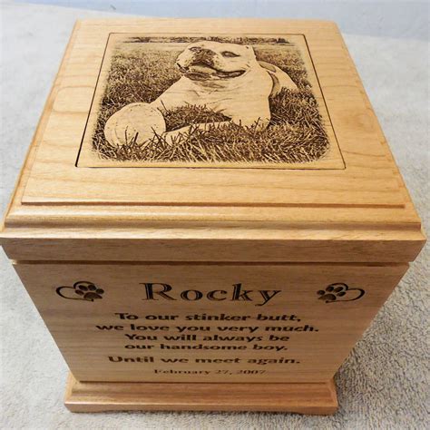 Large Dog Urn Pet Urn Laser Engraved Alder Wood