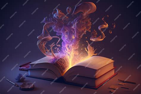 Premium AI Image | Book of spells open magic book coming out mystical energy AI