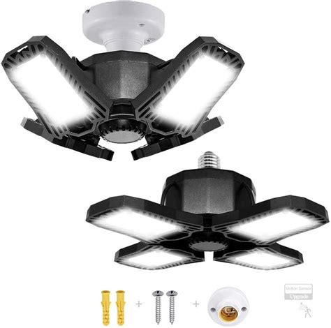 LED Garage Lights, 120W Deformable Garage Ceiling Light Fixture with ...