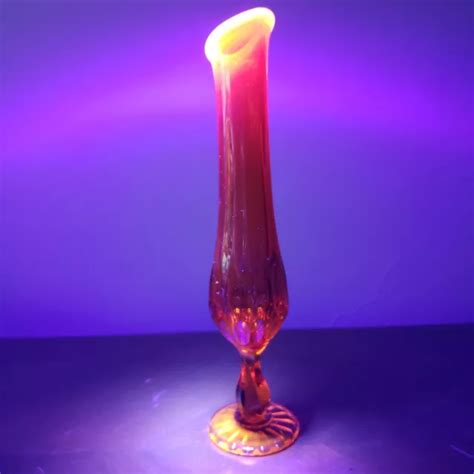 FENTON AMBERINA SWUNG Red & Orange Bud Cadmium Glass Bud Vase $35.00 - PicClick