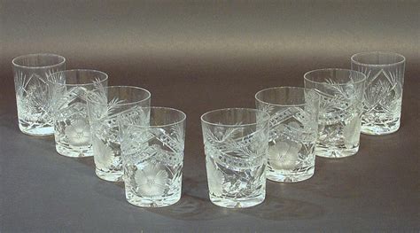 Lot - A set of six cut glass tumblers, decorated with