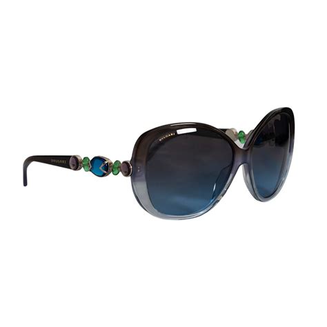 Bvlgari Blue Jeweled 8080-B Cat Eye Sunglasses