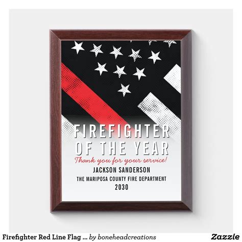 Firefighter Red Line Flag Employee Recognition Award Plaque Recognition Plaques, Recognition ...