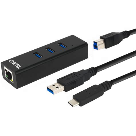 Plugable 3-Port USB 3.2 Gen 1 Hub with Gigabit USB3-HUB3ME B&H