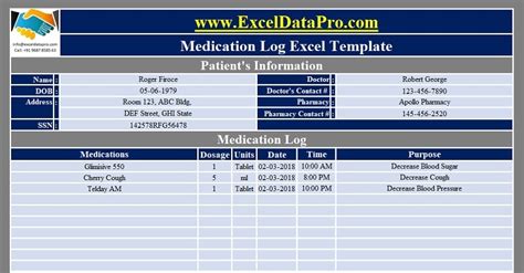 Download Medication Log Excel Template - ExcelDataPro