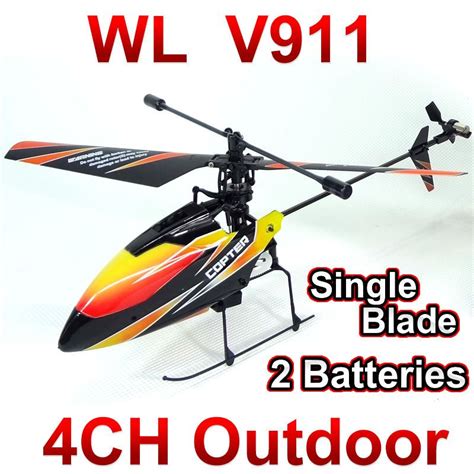 WL toys V911 4CH 2.4GHz Radio Control Helicopter RTF,Single Blade RC ...