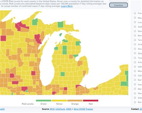 These Michigan counties are considered COVID-19 hot spots