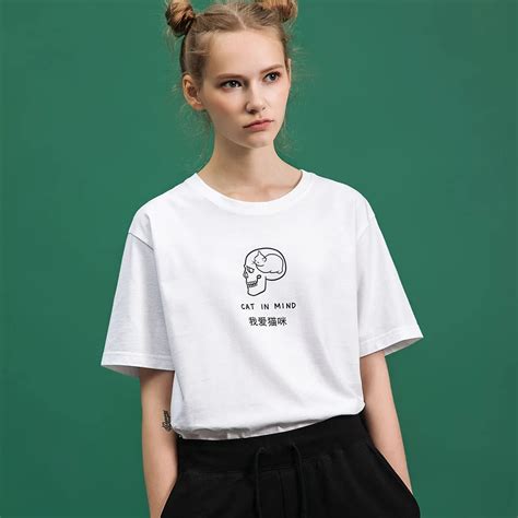 Creative Design Skull Print Cute T Shirt Women Summer Harajuku Fashion Cotton Shirts Plus Size S ...