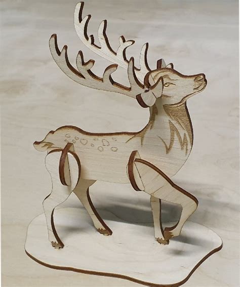 Laser Cut Christmas Deer Decor 4mm Plywood Free Vector cdr Download - 3axis.co