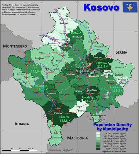 Kosovo Country data, links and map by administrative structure