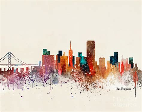 San Francisco Skyline Painting by Bri Buckley - Fine Art America