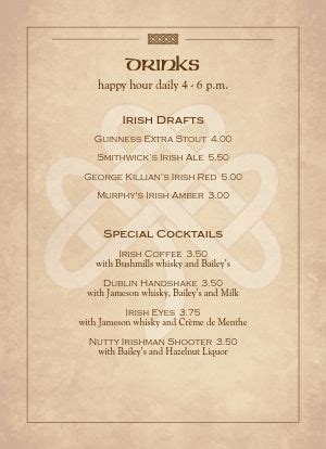 Irish Tavern Menu Design Template by MustHaveMenus