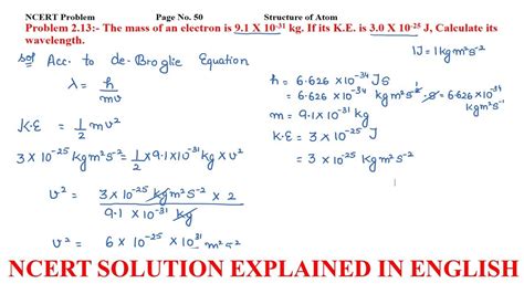 The mass of an electron is 9.1 X 10^-31 kg. If its K.E. is 3.0 X 10^-25 ...