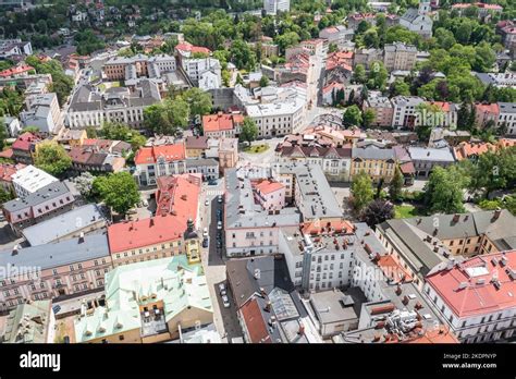 Aerial view of Old Town of Cieszyn border city in Poland, view with ...