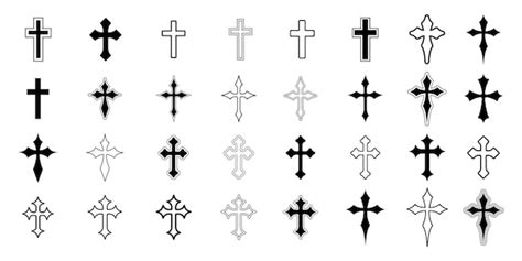 Premium Vector | Set of christian cross vector icons religious jesus symbol