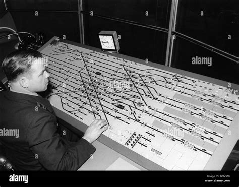 Interior of signal box Black and White Stock Photos & Images - Alamy