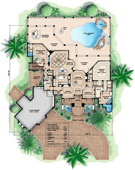 Plan 66243WE: Quintessential Mediterranean-Style House Plan with Covered Lanai in 2020 | Florida ...