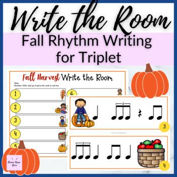 Fall Pumpkin Rhythm Write the Room for Triplet Music Review Activity