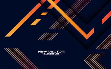 Minimal geometric background. Dynamic dark blue shapes composition with orange lines. Abstract ...