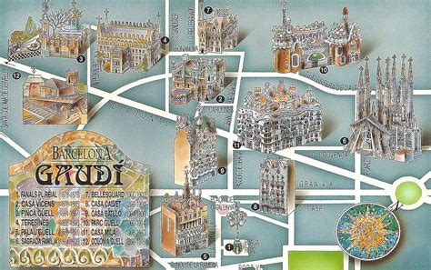 Gaudi barcelona map - Gaudi map of barcelona (Catalonia Spain)