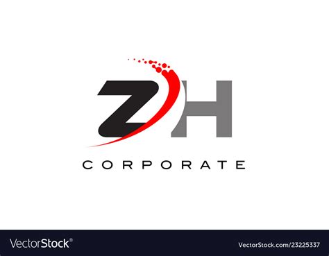 Zh modern letter logo design with swoosh Vector Image