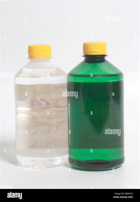 Bottles with acetone Stock Photo - Alamy