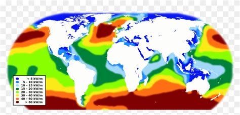 World Wave Energy Resource Map - Wave Energy Potential Map Clipart (#592645) - PikPng