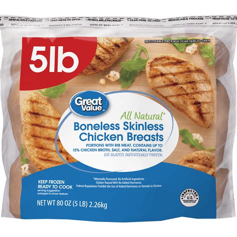 Great Value Boneless Skinless Chicken Breast, 5 lb. (Frozen) - Walmart.com - Walmart.com