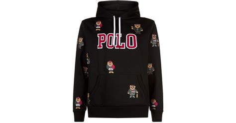 Ralph Lauren Cotton Polo Bear Hoodie in Black for Men | Lyst