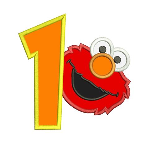 Elmo Head 1st Birthday Applique Design