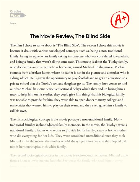 The Movie Review, the Blind Side: Free Essay Example, 714 words