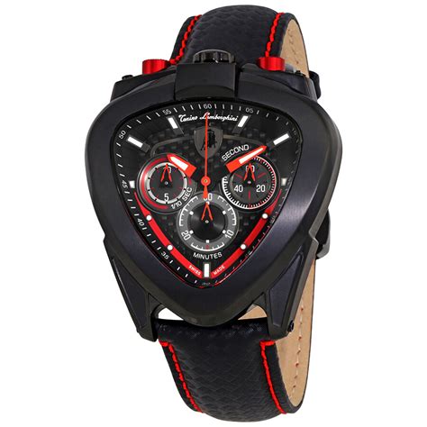 Lamborghini Spyder Black Dial Men's Chronograph Leather Watch 12H-6 - Watches, Spyder - Jomashop