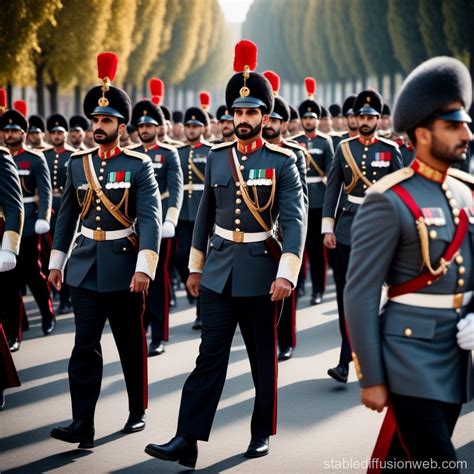 Military Parade: Persian Soldiers in Grey Uniforms | Stable Diffusion ...