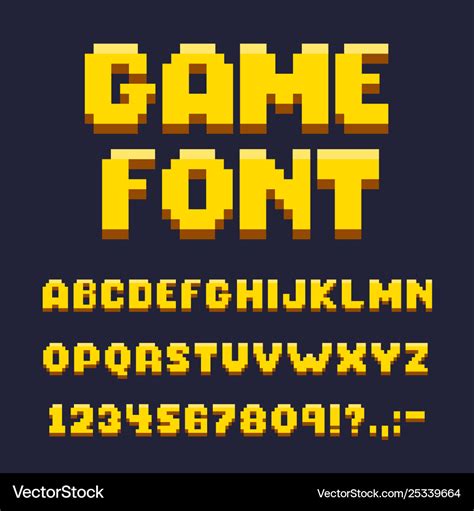 Pixel game font set text and typography elements Vector Image