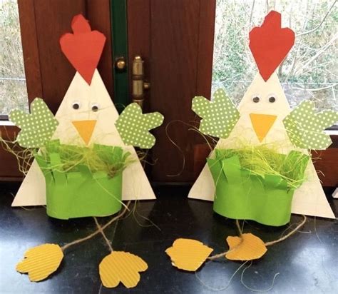 Easter Crafts for Kids: Paper Chickens with Hearts and Leaves