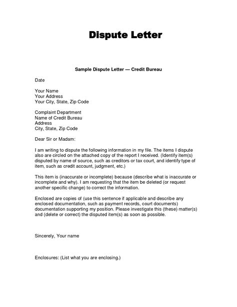 Writing Dispute Letter Format Make A Habit Credit Bureaus within Dispute Letter To Creditor ...