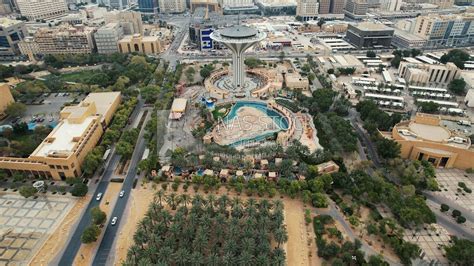 drone footage of Al-Watan Park in Riyadh, Saudi Arabia, tourist ...