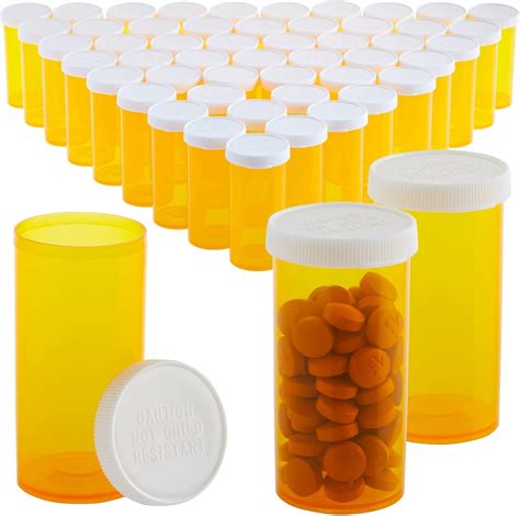 Amazon.com: 50-Pack Empty Medicine Bottles with Caps, 13 Dram Pill ...