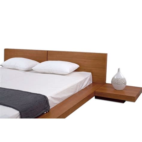 King Modern Japanese Style Platform Bed with Headboard and 2 ...