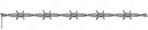 Barbed wire border, horizontal. Clip-art illustration of a barbed wire border on a white ...