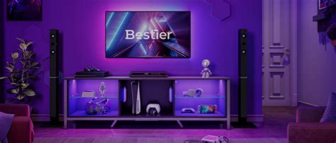 Amazon.com: Bestier Gaming Entertainment Center with Power Outlet,55 inch TV Stand LED TV Stand ...