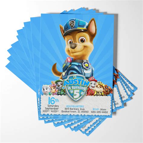 Paw Patrol Chase Birthday Invitation | Customizable And Printable ...