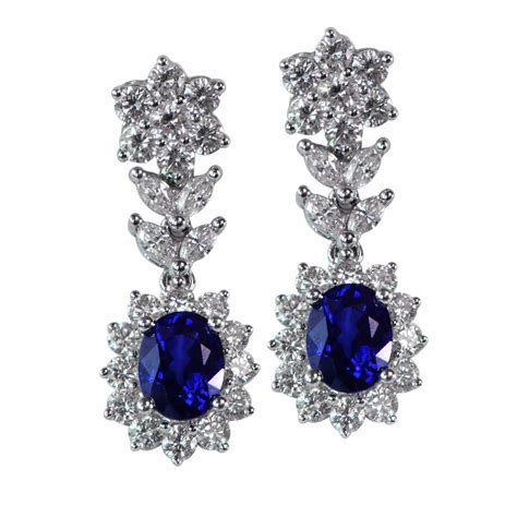 Vintage Style Diamond and Sapphire Earrings