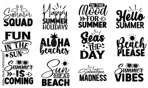 Summer SVG T shirt Design Bundle Stock Vector | Adobe Stock