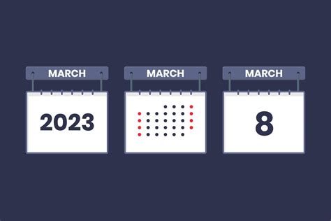 2023 calendar design March 8 icon. 8th March calendar schedule, appointment, important date ...