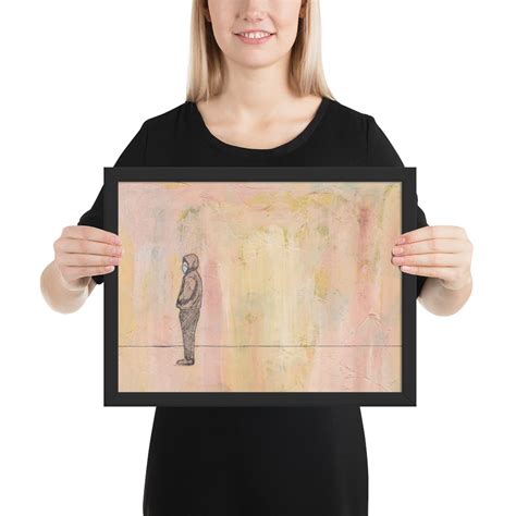 Social Distance Standing with Mask Framed Print - Art by Tina Lewis