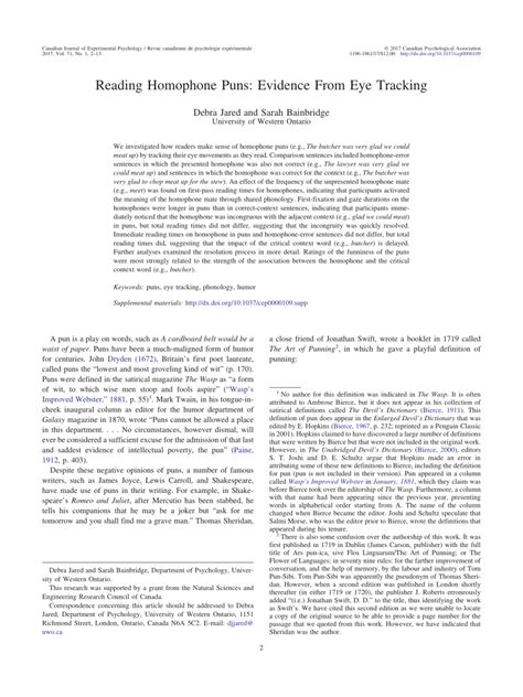 (PDF) Reading homophone puns: Evidence from eye tracking